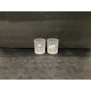 Dartington Designs France Frosted Tumblers Sniffing Dog Laughing Cat Set Of 2